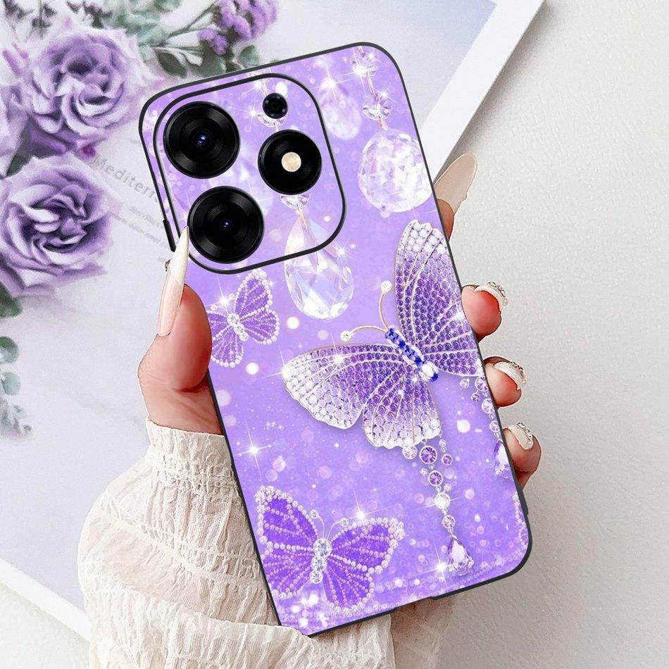 For Tecno Spark 10 Pro Phone Case Spark 10Pro 4G KI7 Elegant Floral Cat Printing Soft Silicone TPU Cases