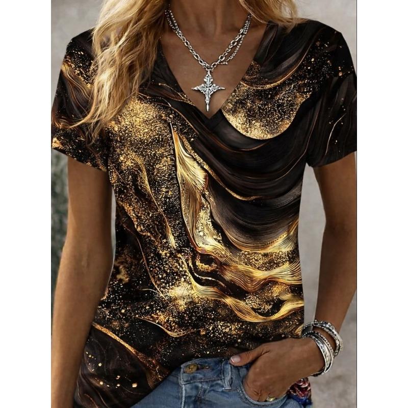 

Fashionable Women s V-neck Casual Short Sleeved T-shirt,Rretro Sports Style Casual Sportswear 5XL