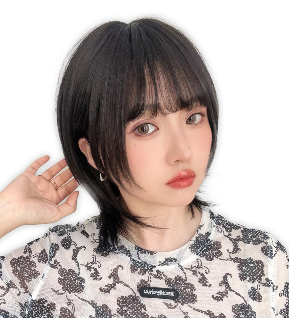 

Brightlara Short Wolf Bob Wig, Natural Wolf Cut, Medium Length, Women s Full Wig (hf1988-BC)