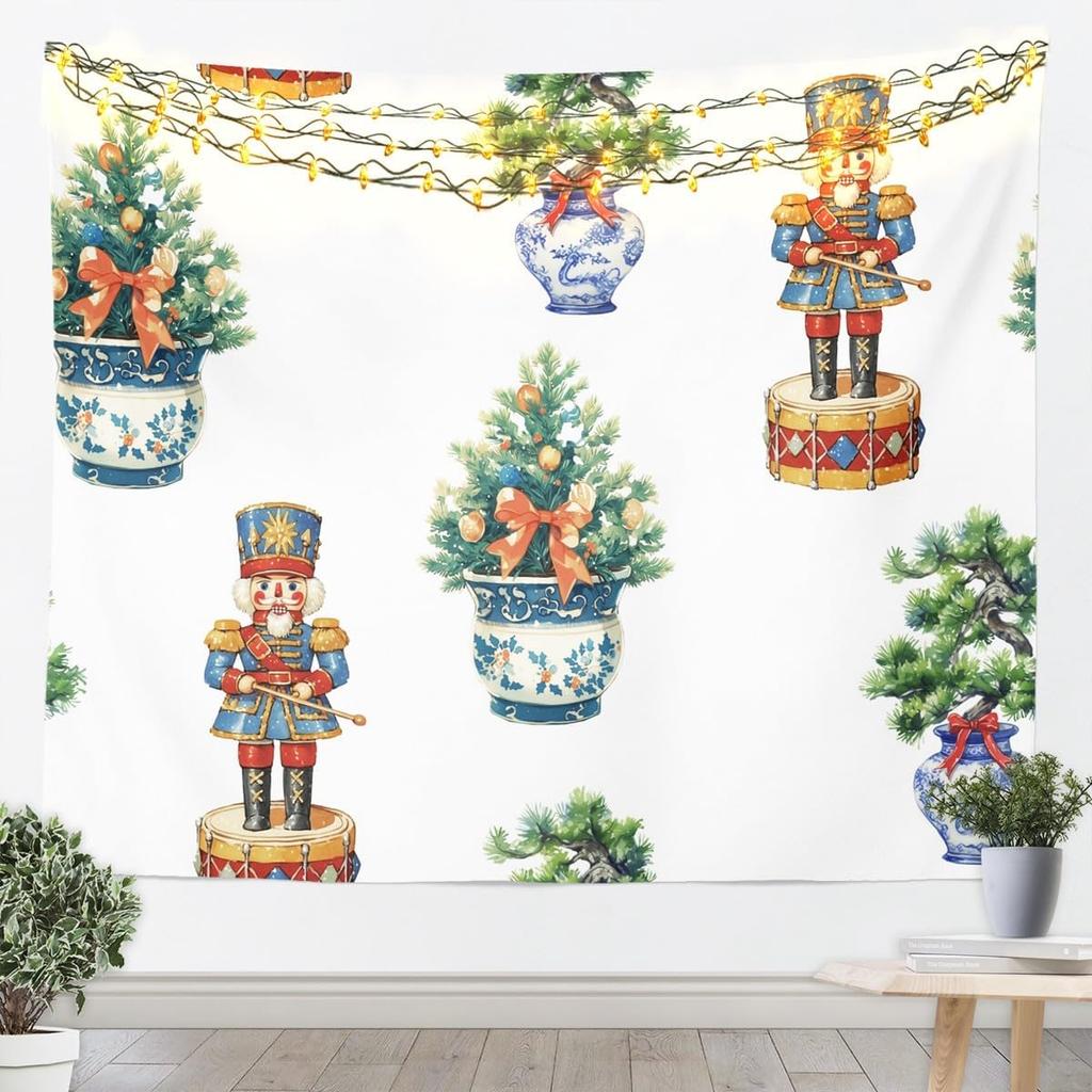 Christmas Nutcracker Tapestry for Bedroom Aesthetic Botanica Garden Wall Tapestry Aesthetic Soldier Royal Guarder Tapestries