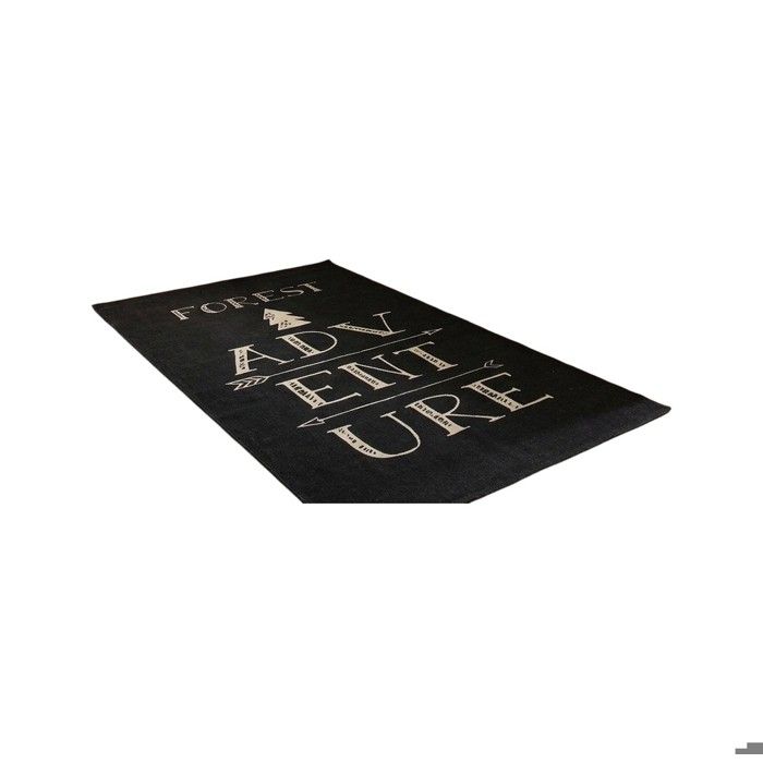 Tapis décoratif enfant - EDEN - Forest Adventure - Coton - 60 x 120 cm - Fond noir écriture blanche