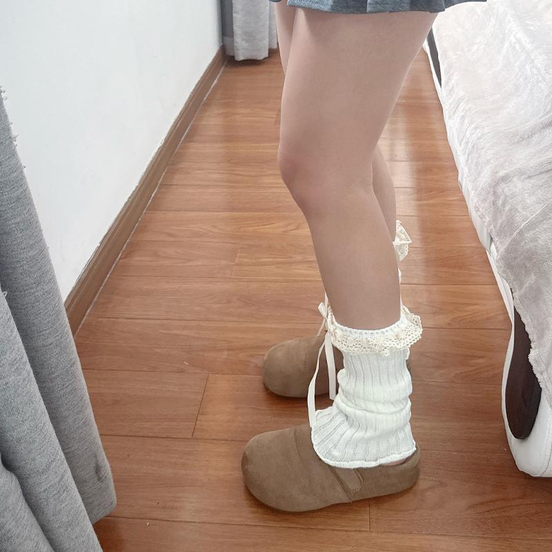 Lace-Trimmed Bow-Tie Knee-High Socks Fashionable Jk Socks Versatile And Slimming Slouch Socks