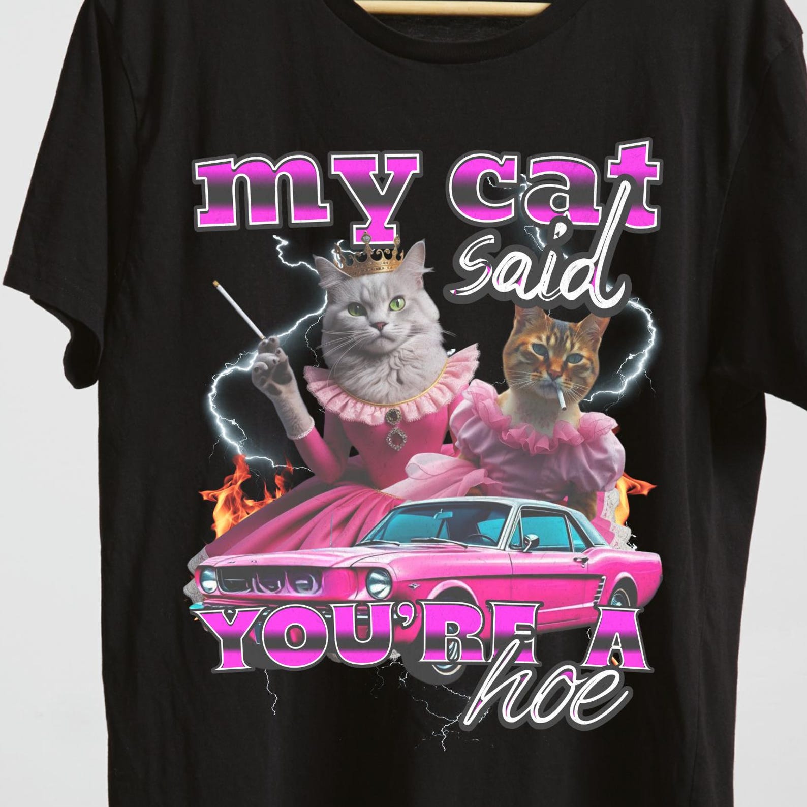 Funny Cat Meme Graphic T-Shirt: Adult Humor Tee 4XL
