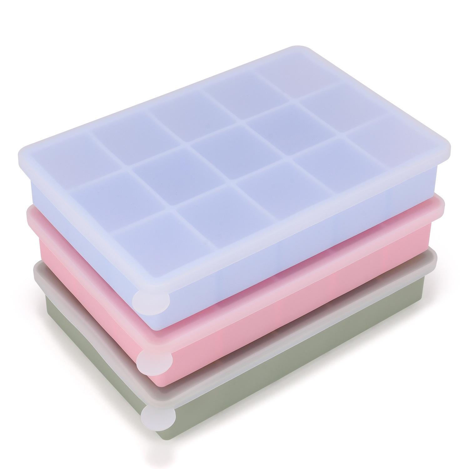 

Silicone ice grid ice cube mold ice film with ice cube box edible ice box soft square with lid household ice maker 15 grids [including cover] армия зеленый