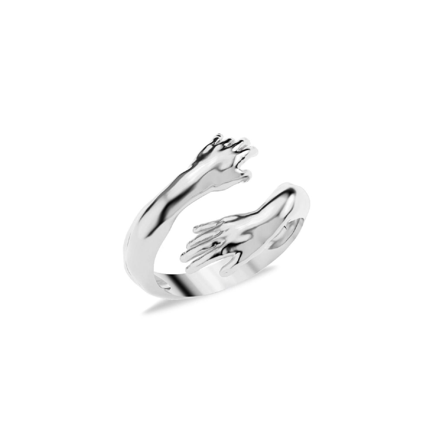 

Обнимающие руки Белое серебряное кольцо