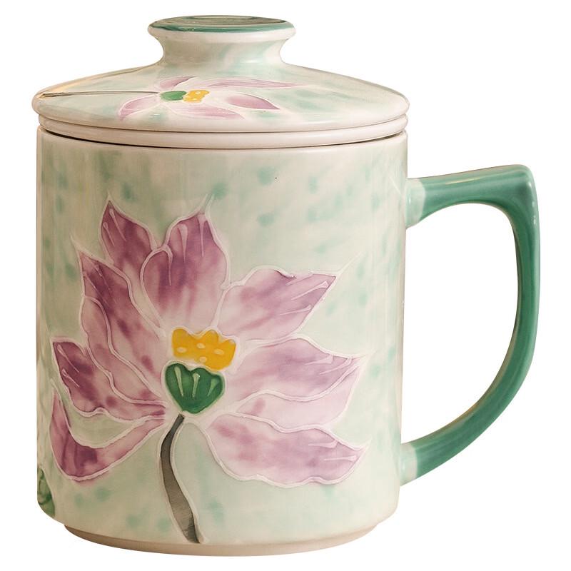 OLOEY Lotus Leaf Ceramic Tea Infuser Mug