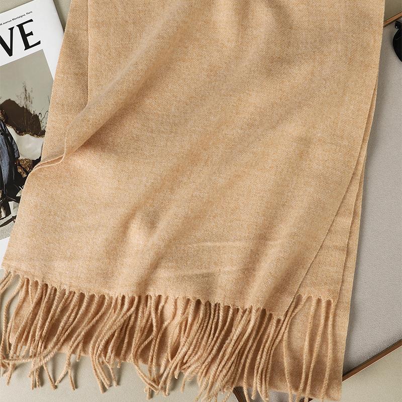 Kaffee Schal für Damen Lange Warme Kaschmirschals Winter Hijab Einfarbig Damen Stola Wickel Weiblich Pashmina Bandana Kopftücher