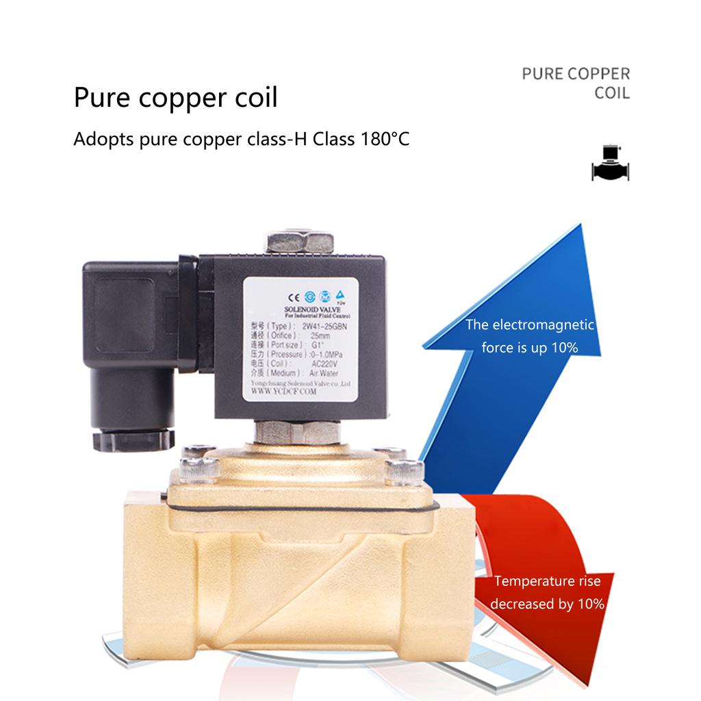 Electric Water Valves Brass Electromagnetic Valves Precise 220V Electric Water Valves Suitable for Home & Commercial Use