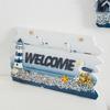 Coastal Welcome Sign Summer Ocean Beach Door Hanger with Hemp Rope Nautical Theme Wooden Hanging Plaque for Front Door Porch Home Wall Decor