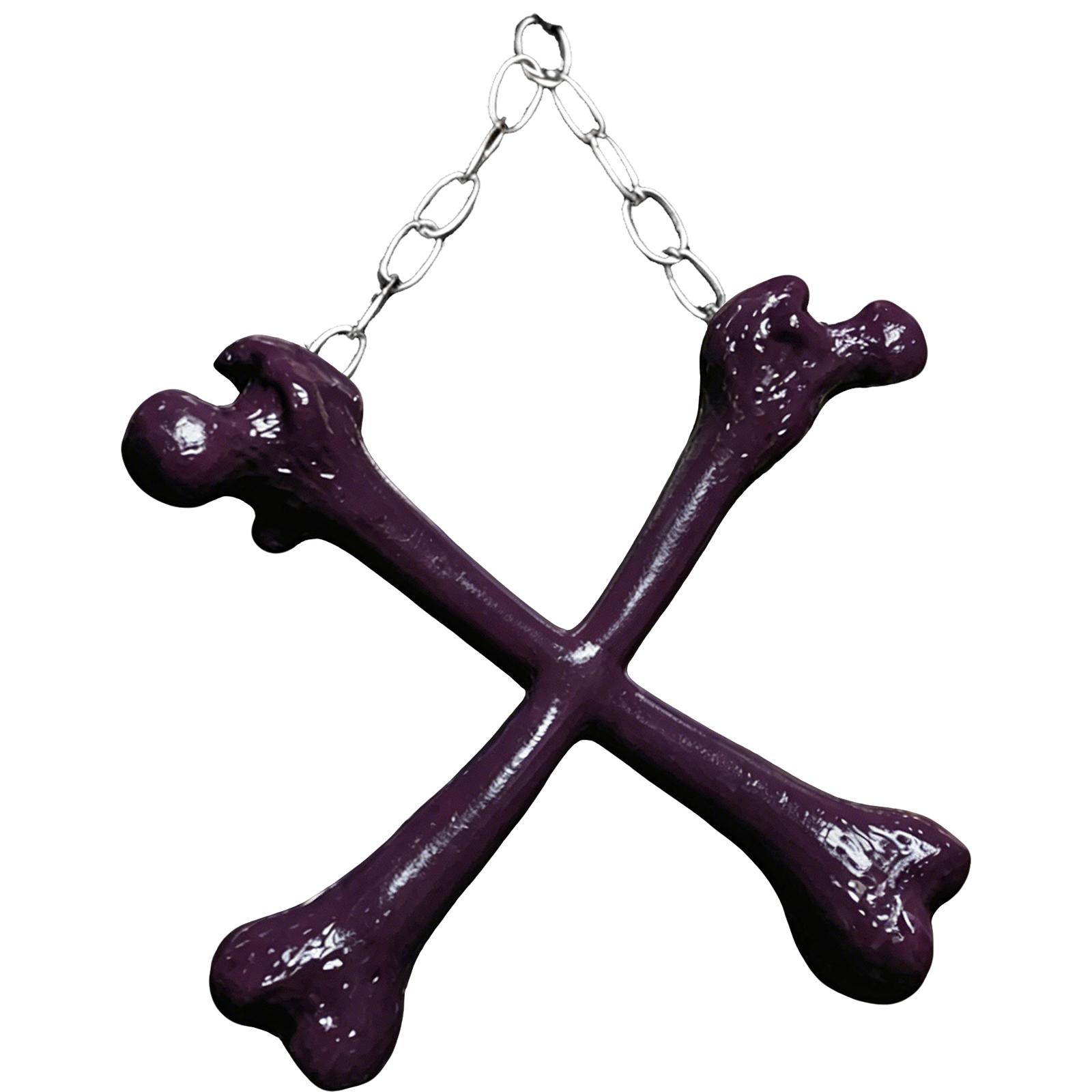 

Crossed Bone Wall Hanging Gothic Home Decor Resin Sculpture for Indoor Outdoor Display Unique Gothic Style Decoration фіолетовий