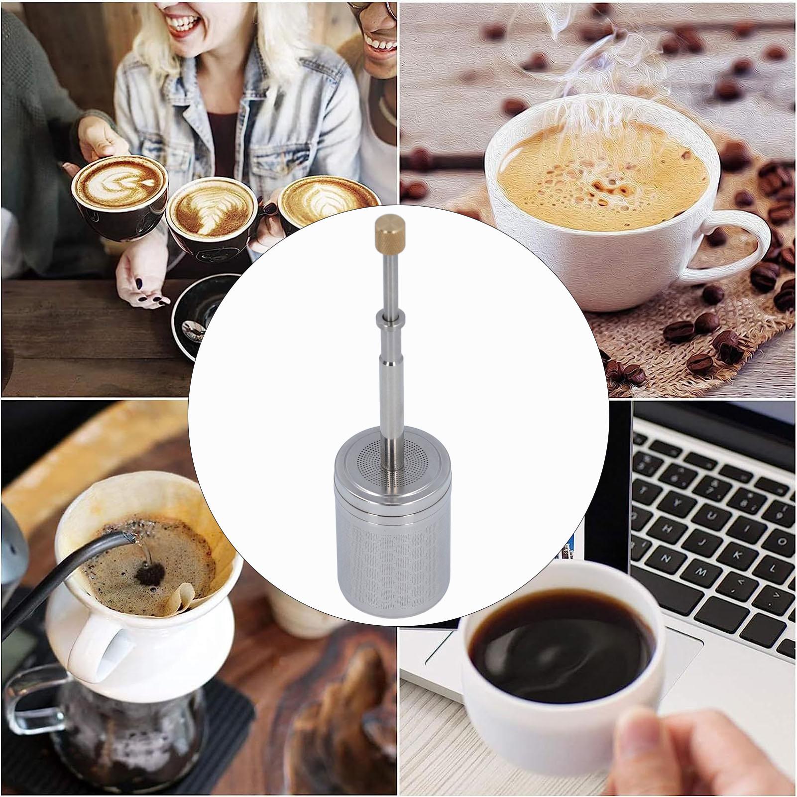 Infusore per Caffè a Pressione Acciaio Inossidabile Molla Filtro Strainer Riutilizzabile Pistone Filtro per Caffè per Casa e Viaggio argento