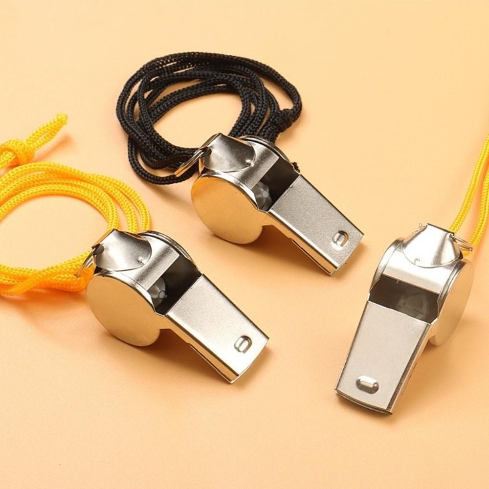 Multipurpose Loud Sound Metal Whistle Stainless Steel With Rope Soccer Whistles Portable Cheer Whistles Sports Events