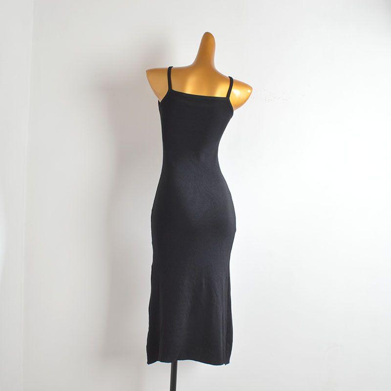 Solid Simple Sleeveless Knitted Sling Vest Skirt Women Clothes Summer New Slim Fit Slimming Sheath Split Dress