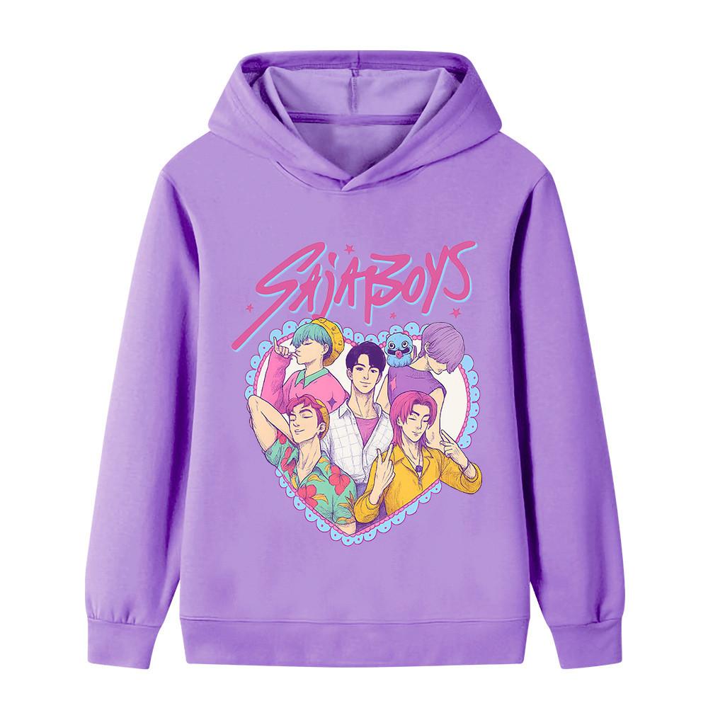 B1212 Kids Boys Girls Sajaboys Kpop Rumi Zoey Mira Print Long Sleeves Hoodie