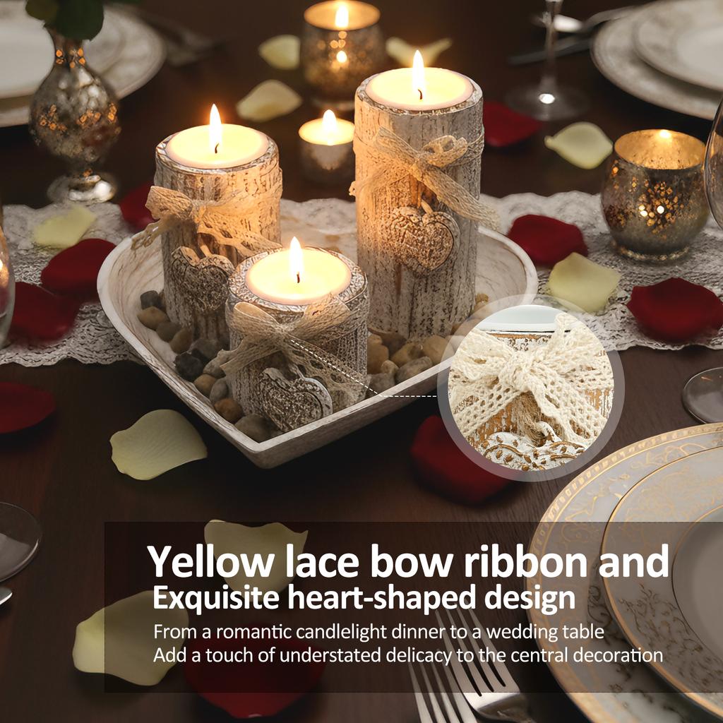 Kreativer hölzerner Kerzenständer Sukkulenten-Pflanztopf Untersetzer Kerzenhalter Tisch-Desktop-Dekor mit Herz-Tablett Rustikal Hochzeit Feiertag