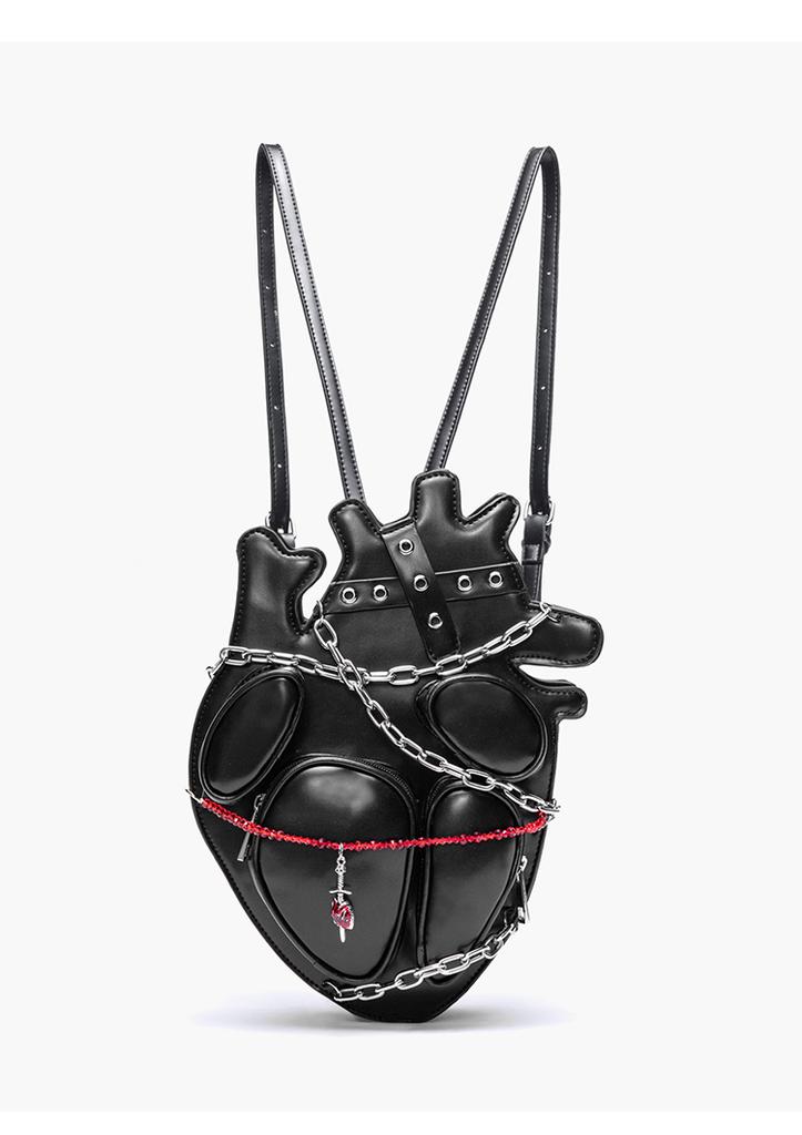 Lashing Chain Mochila Heart Backpack Y2k Punk Spice Girl Bag Personality Crossbady Bags Woman Original Design Dark Sac Femme