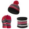 Kids Winter Woolen Yarn Knitted Pompom Hat Beanie Neck Scarf Gloves Warm Set
