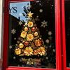 Large Christmas Tree Wall Clings 2 Sheets Gold Window Clings, Static Stick Snowflake Office Decorations Bauble Glass Decals, No-Glue Removable Winter