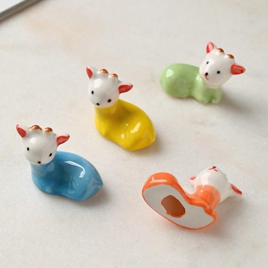 1/4 Pièces Repose-baguettes en Céramique Agneau Mouton Dîner Baguettes Cuillères Fourchettes Support Animal Vaisselle Support Rangement Décoration Table de Cuisine