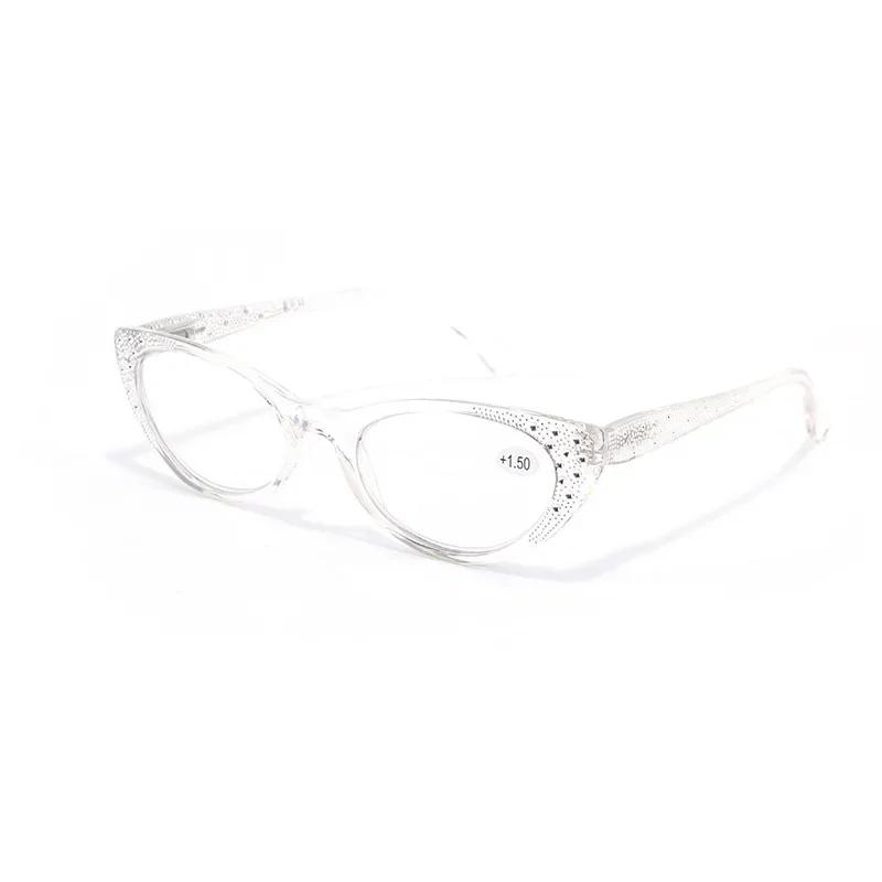 New Cat's Eyes Reading Glasses Women Fashion Diamond Plated Blue Light Proof Presbyopia Eyeglasses  +0.75 To +3.5
