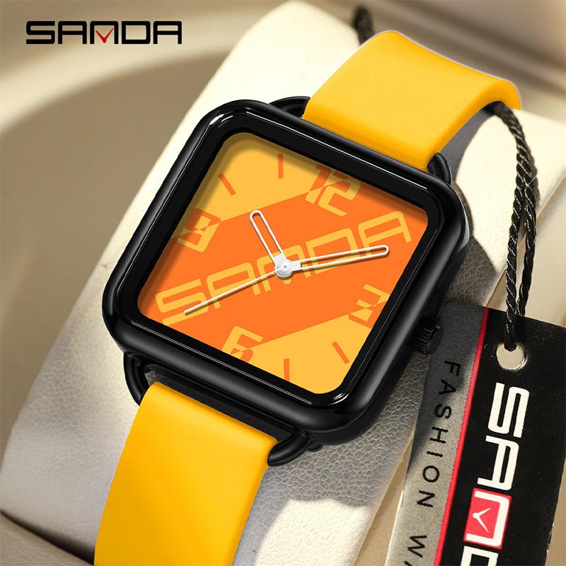 Fashion Brand Women elegant Quartz Watch waterproof Ladies Casual Silicone Watches Clock Girl Square watch Numbers line scales