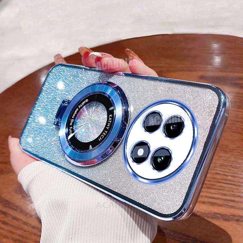 

Realme13pro Роскошный блестящий держатель с силиконовым чехлом для Oppo Realme 13 Pro Plus 13pro Противоударный защитный чехол-подставка For Realme 13 Pro