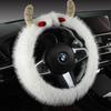 Plush Steering Wheel Cover Winter Warm Soft Fuzzy Car Accessory Women D Shape Universal Fit