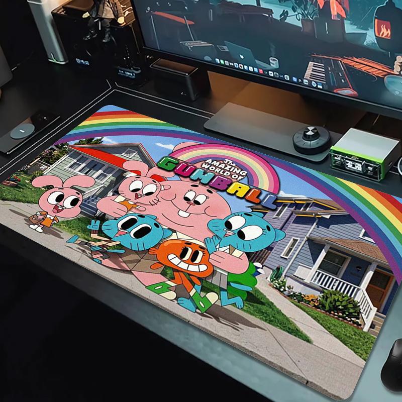 The Amazing World of Gumball Color Mouse Pad Large Gaming Table Cushion Non-slip Laptop Tablet Big Mousepad XXL Mat Mini PC Playmat With Lock edge