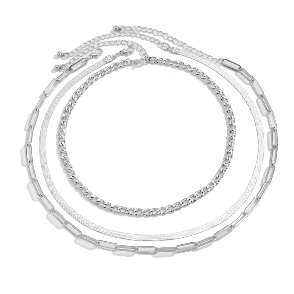 Hip Hop Metal Wind Chain Necklace Simple Personality Cuban Multi-layered Clavicle Chain Necklace Set Niche Design