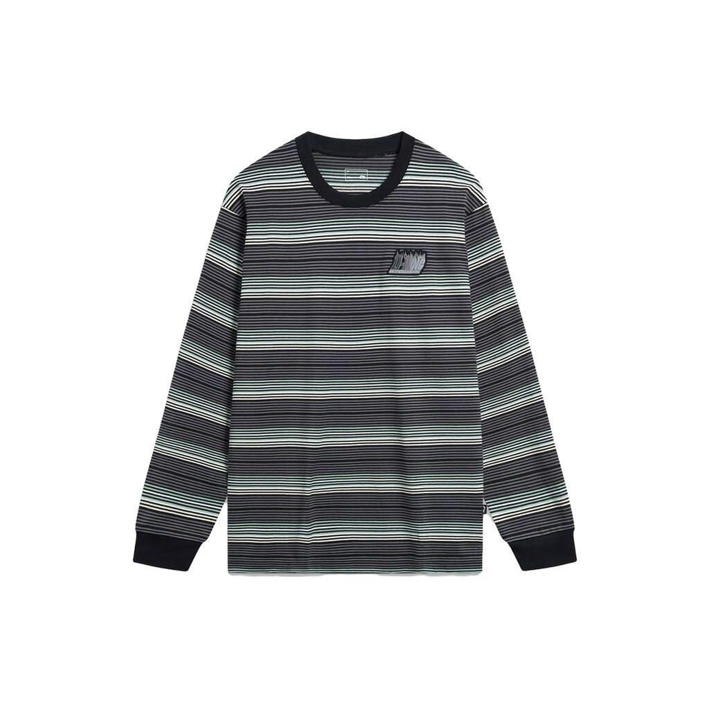 Li-Ning Striped Crew Neck Long Sleeve Sports T-Shirt Unisex Tops Black AHST719-4