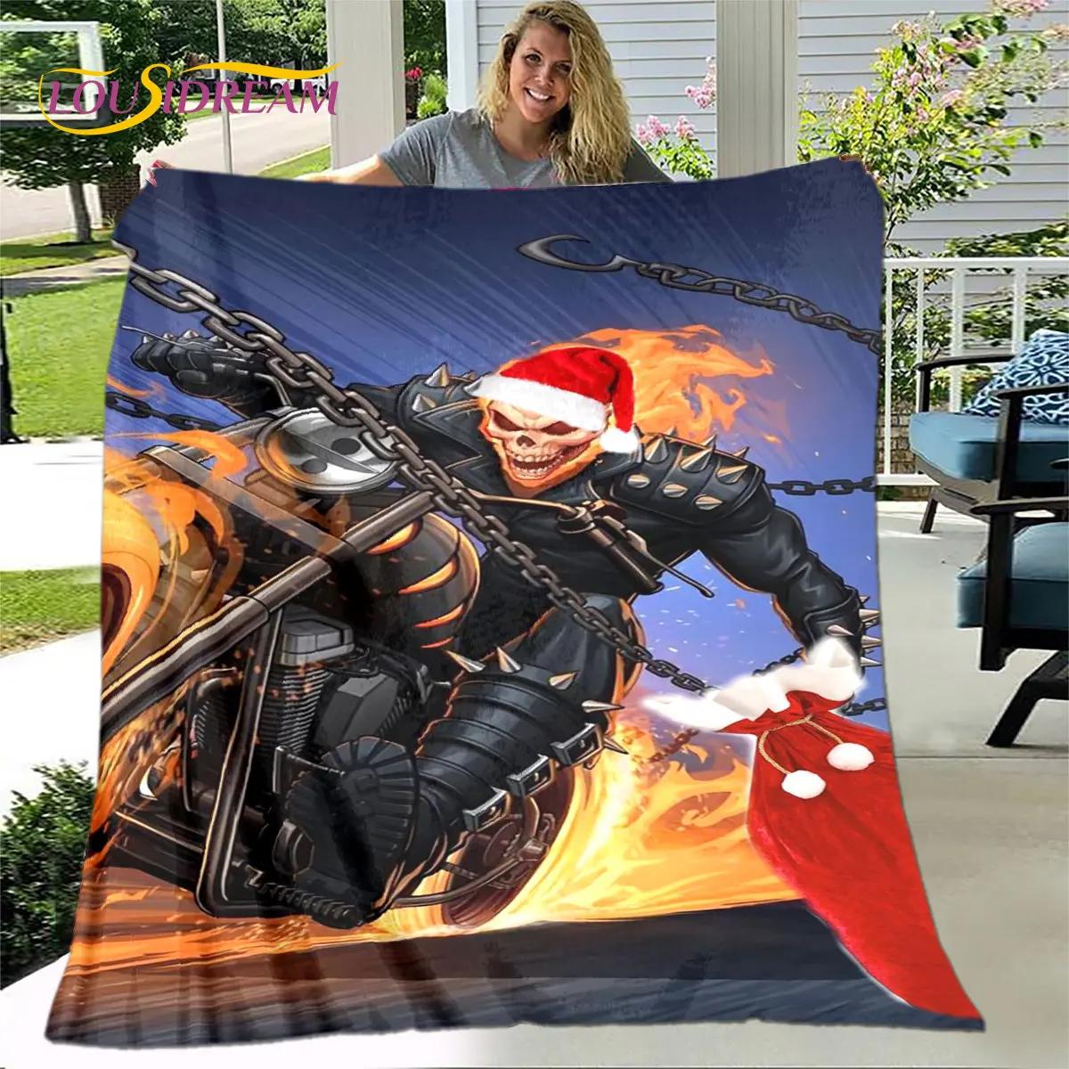 

Retro Vintage Motorcycle Skull Soft Plush Flannel Throw Blanket for Living Room Bedroom Bed Sofa Picnic Cover 40x50in