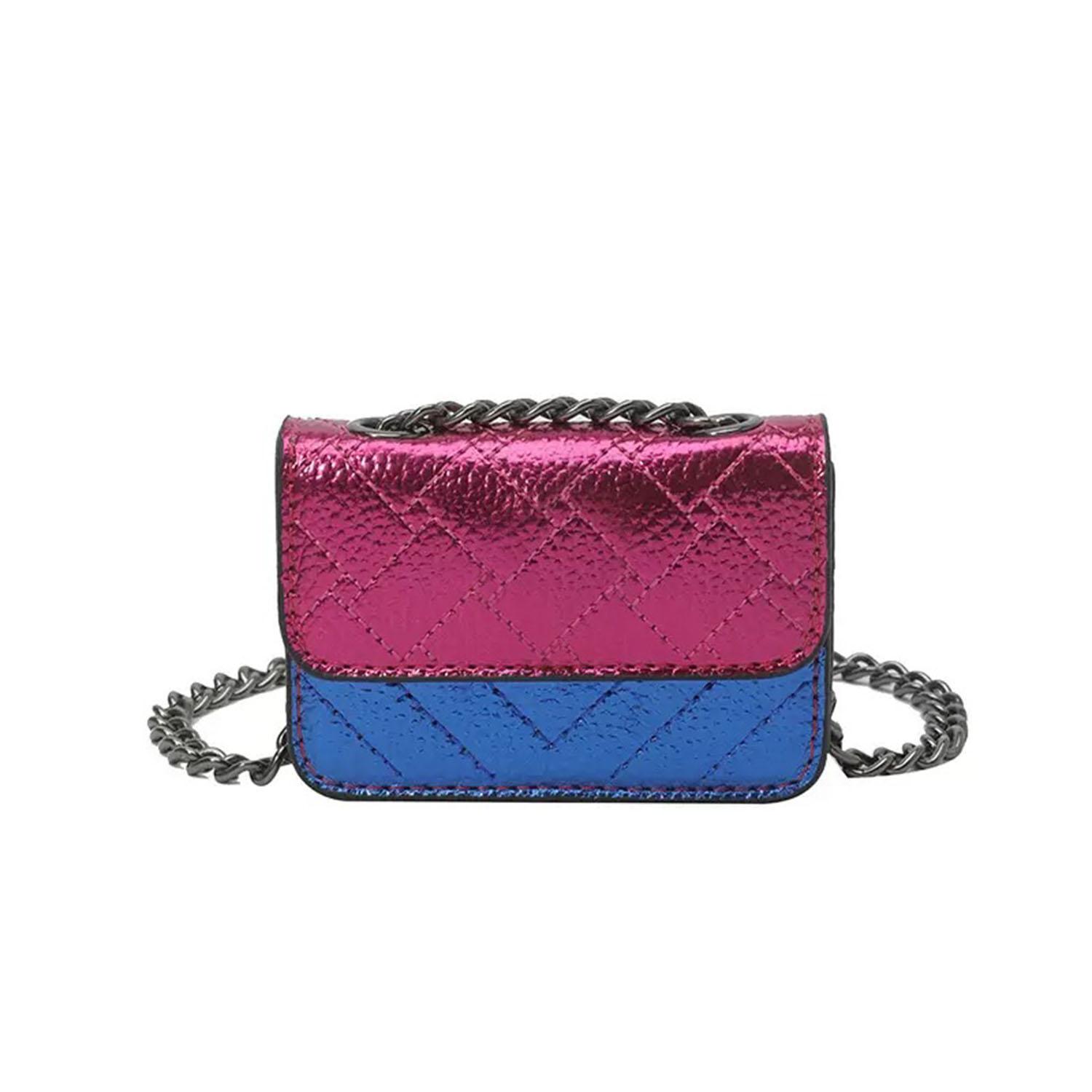 

Жіноча міні-сумка-ланцюжок K-G з кольоровим блокінгом, модна та універсальна сумка з вишивкою у клітинку, сумки через плече фіолетовий