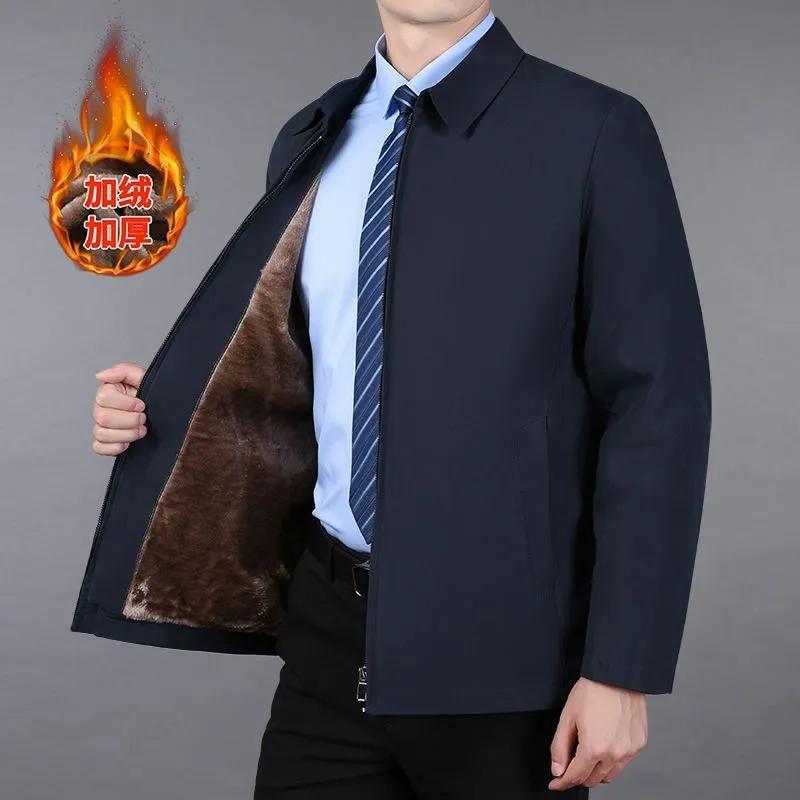 New Winter Jacket Men's Middle-aged Elderly Fleece  Thickened Jacket Top