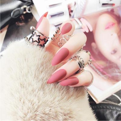 24 Pezzi Scatola Unghie Finte Opache alla Moda Copertura Completa per Unghie Decorazioni Nail Art 8 Colori (F93)