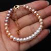 Real Natural Colorful White Pearl Bracelet Women Classic Freshwater Pearl Strand Bracelet Wedding Gift