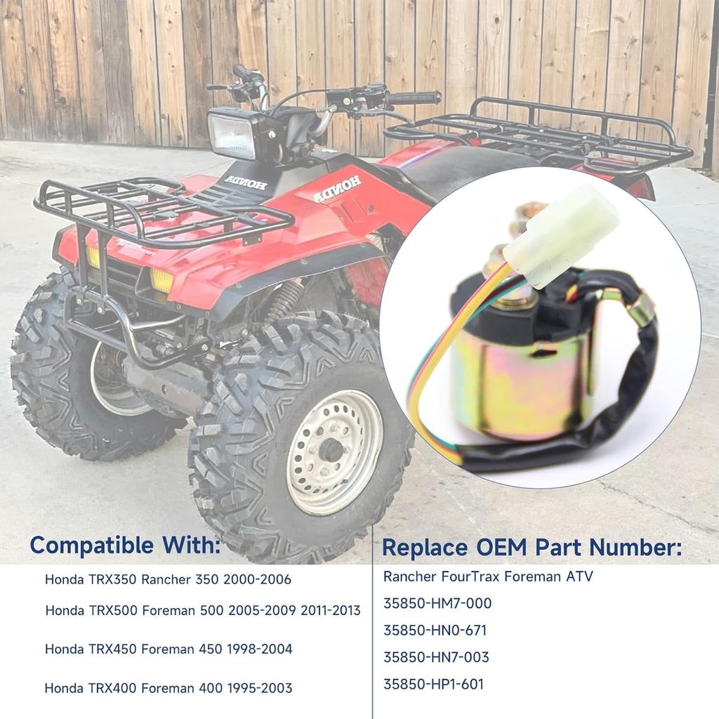 Starter Solenoid Relay For Honda TRX90 TRX200 TRX300 TRX350 TRX400 TRX420 TRX450TRX500 TRX520 TRX650 TRX680 Rancher FourTrax Foreman ATV