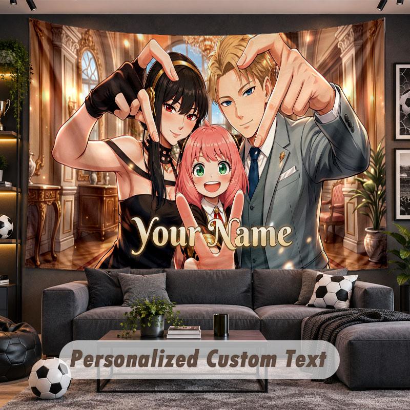 Wall Hanging Tapestry Custom NameSpy × Family Pattern Personalized Printed Fabric Wall Decor
