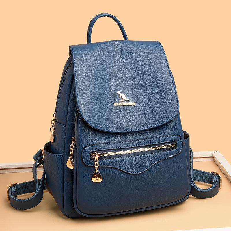 Freizeit-Doppelschultertasche, Weiche Lederschulranzen, Outdoor-Reisetasche, Damen-Tasche