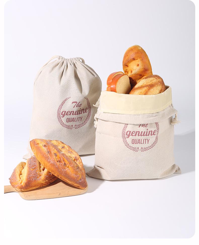 Nien Linen Beeswax Bread Bag with Detachable Inner Layer - All-Cotton, Food-Grade Drawstring Closure