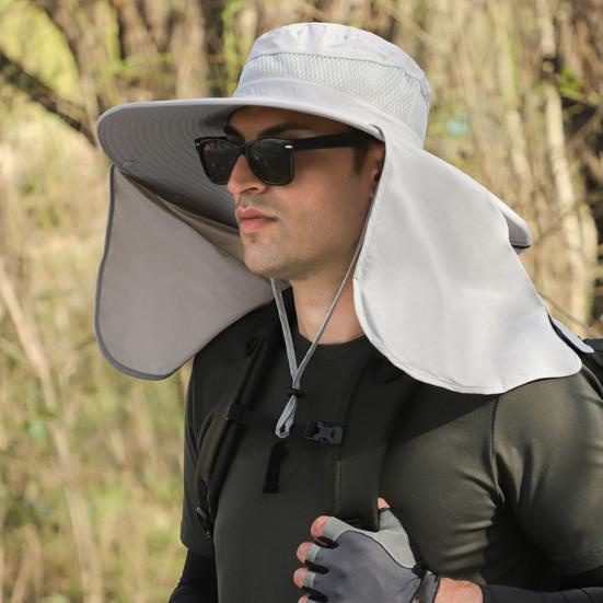 Unisex Summer Sun Hat Outdoor Sun Protection Cap with Neck Flap Breathable Large Brim Hat for Hiking Traveling Fishing