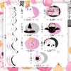 K KUMEED Halloween Birthday Party Decorations, 20 PCS Pink The Spooky One Hanging Swirl Decorations, Cute Ghost Eyeballs Pumpkin Foil Swirls Ceiling