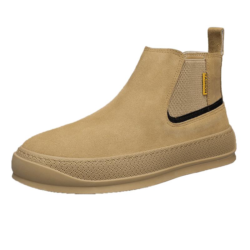 

Высокие кроссовки мужские зимние плюшевые ботинки модные повседневные нубуковые кожаные дышащие туфли на плоской платформе с увеличенной высотой 44 темные хаки