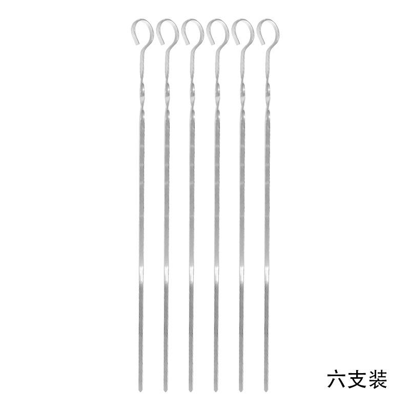 Stainless Steel Barbecue Skewers Household Round Flat Lamb Skewers Barbecue Skewers Outdoor Barbecue Tools