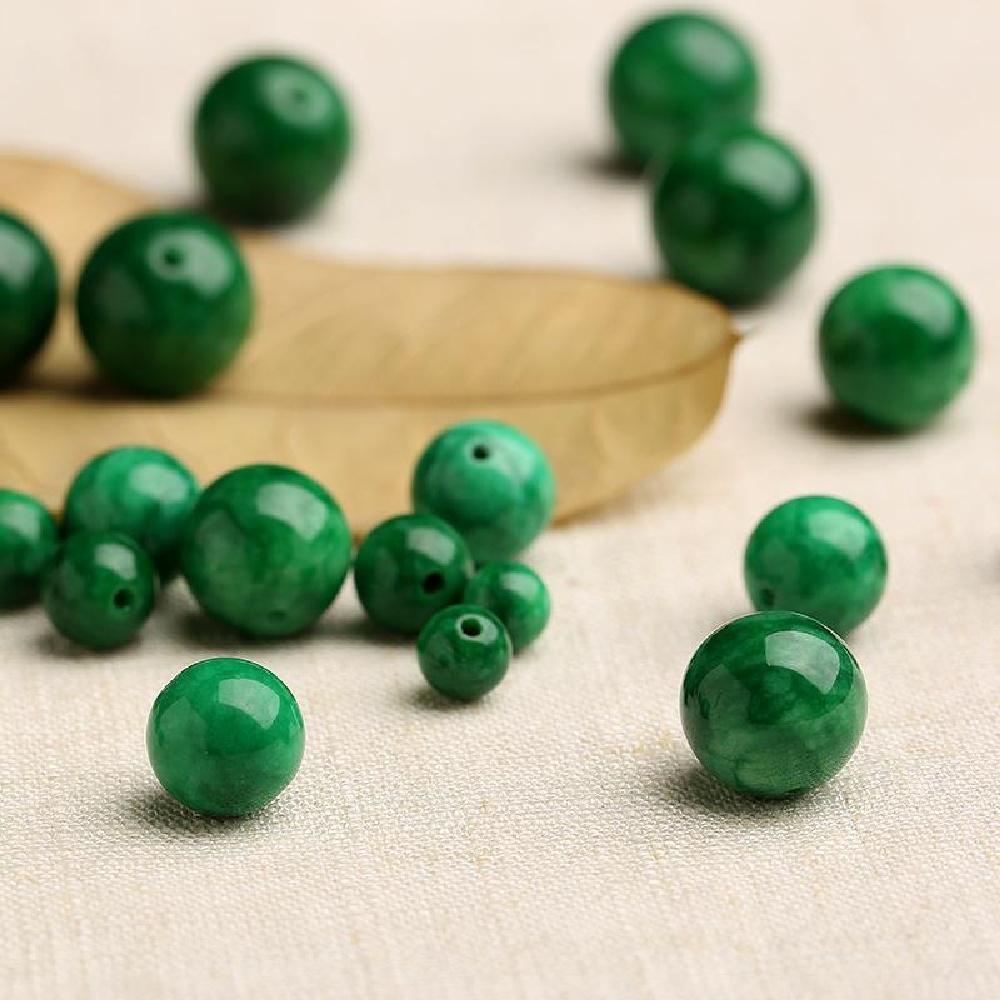 Smog Jades Chalcedony Natural Green Stone 15" Smooth Loose Spacer Beads 4681012mm For Jewelry Making Diy Bracelets Charms Accessories