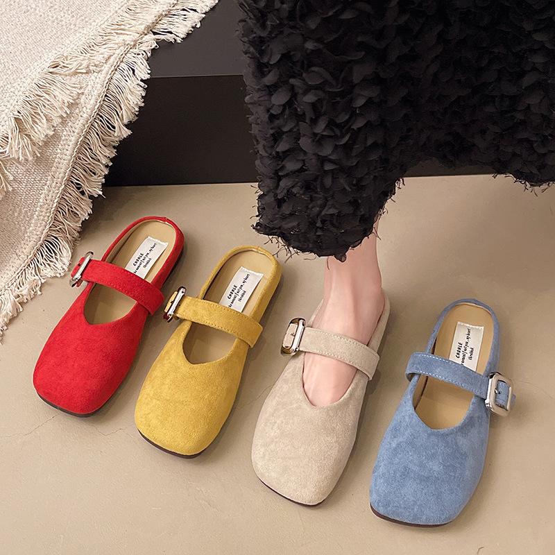 Fashion 2025 Spring Retro Single Shoes Comfortable Rubber Bottom Ladies Sandals Wider Toe Box Ballerina Slippers Style
