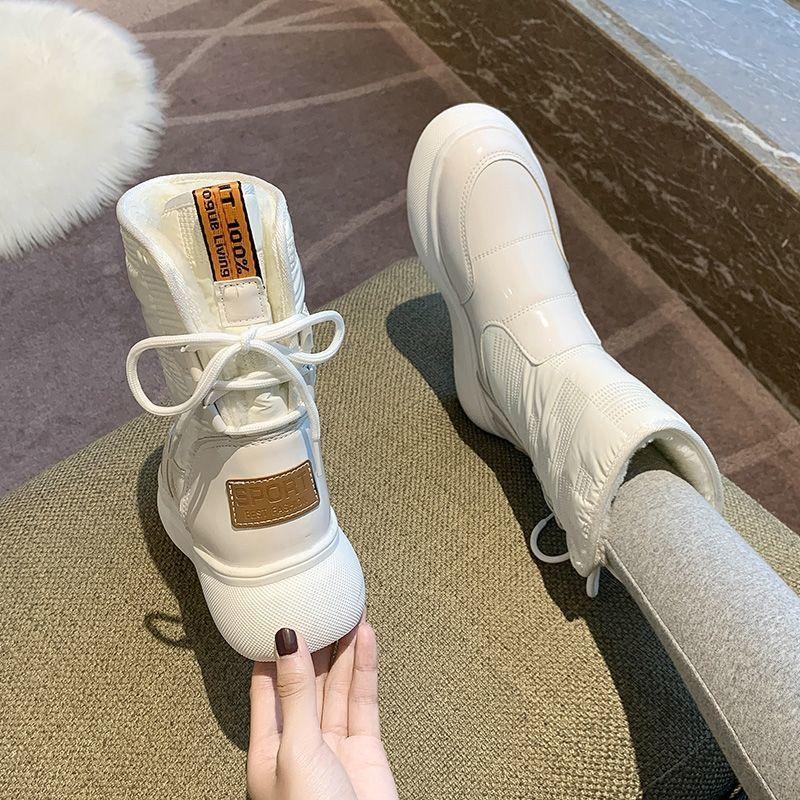 Winter warm outdoor waterproof snow boots women s short boots children s non-slip flat-bottomed medium tube thickened velvet cotton shoes cotton boots 39 белый 2680₽