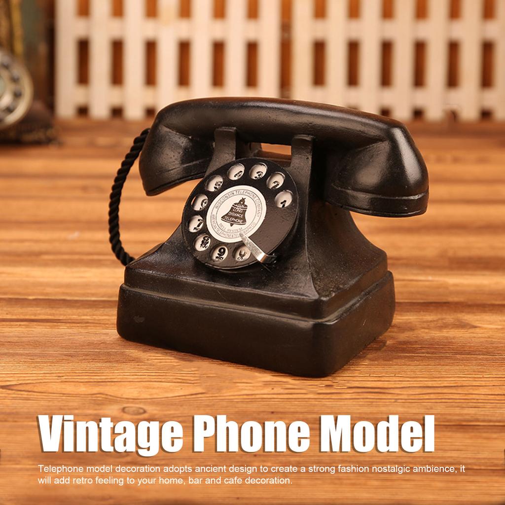 Large Retro Decorative Phone Model Resin Vintage Rotary Telephone Decor Statue Decoration for Cafe Bar Window Decor Type 13