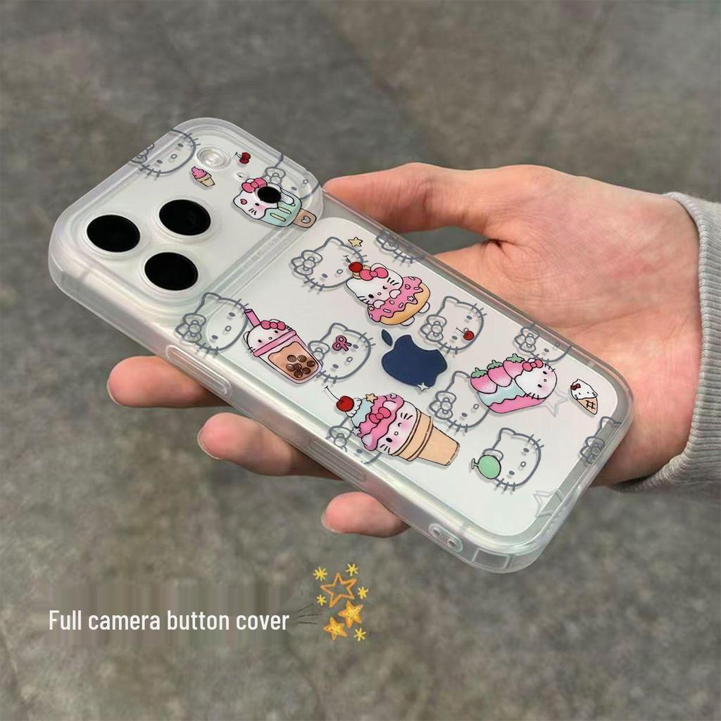 KT Cat Ice Cream Drop-proof Phone Case with Integrated Camera Button for Apple 13 Pro Max