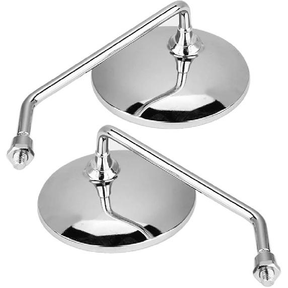 GOTOTOP Motorcycle Mirrors, 8mm Round Rear View Mirrors,Vintage Universal Fit Left Right Side Mirror for Cruiser Scooter ATV Dirt Bike