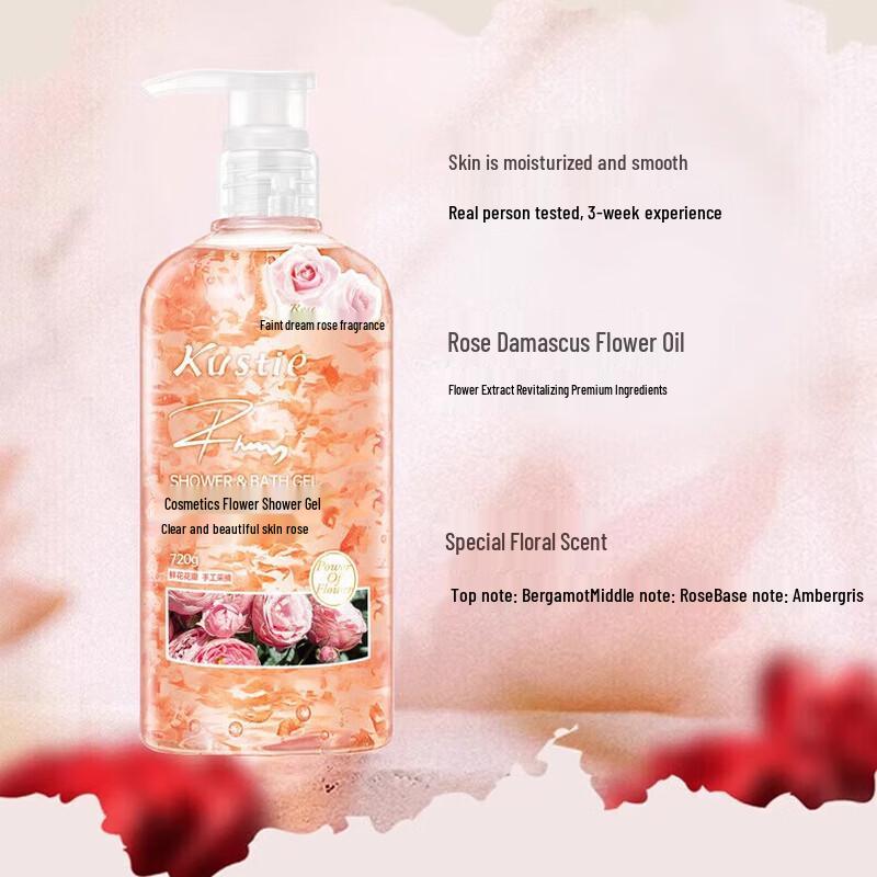 KOSMEA Rose Petal Shower Gel & Dual-Chamber Rose Shampoo Set